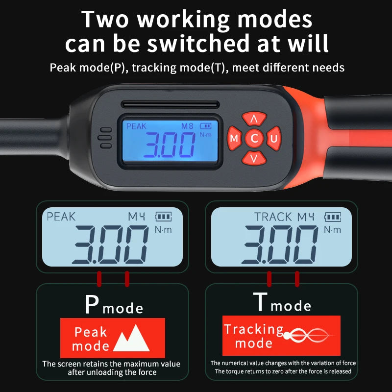 MOVECRAB 1/2 3/8-inch Drive Digital Torque Wrench 3-340N.m/2.2-250.8ft-lb Preset with LED/Buzzer Alerts for for Bike Motorcycles Automotive Mechanical