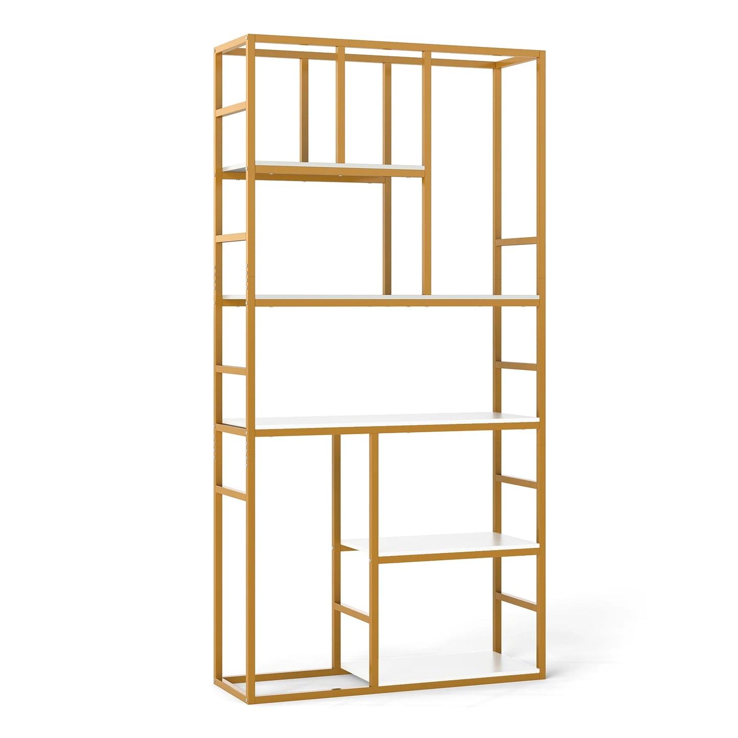 71” 5 Tier Tall Bookshelf w/ Open Storage Shelves, Metal Frame for Bedroom Office