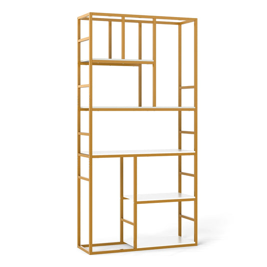 71” 5 Tier Tall Bookshelf w/ Open Storage Shelves, Metal Frame for Bedroom Office