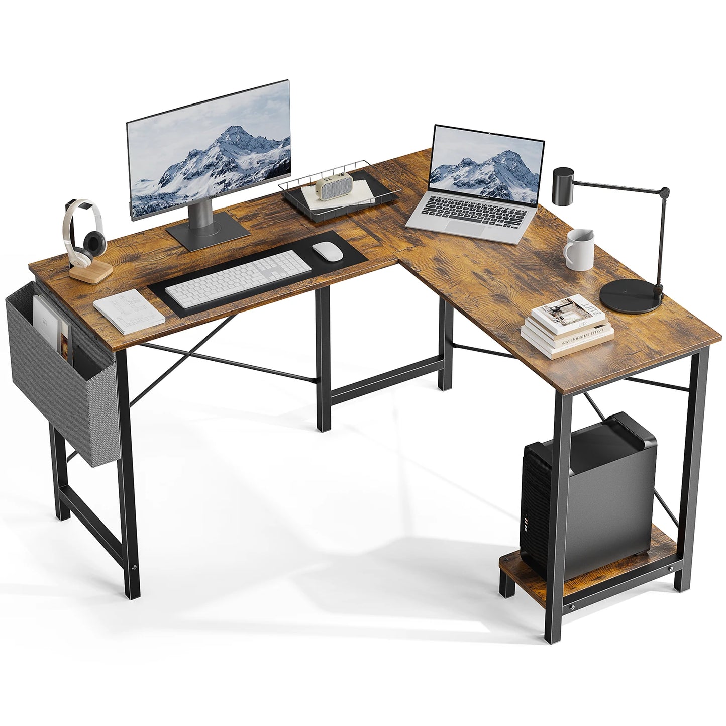 JHK L Shape Computer Desk With CPU Shelf And Storage Bag