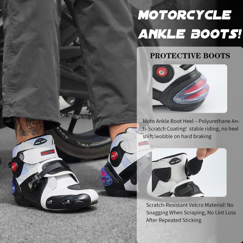 Unisex Leather And Mesh Motorcycle Boots For Men And Women