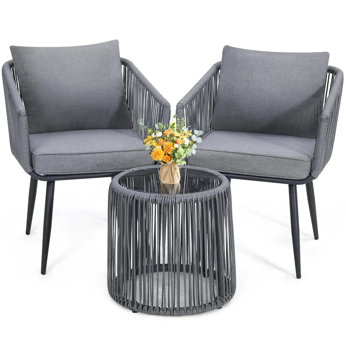 Modern Rattan Outdoor Patio Bistro Set With Sofa And Chairs