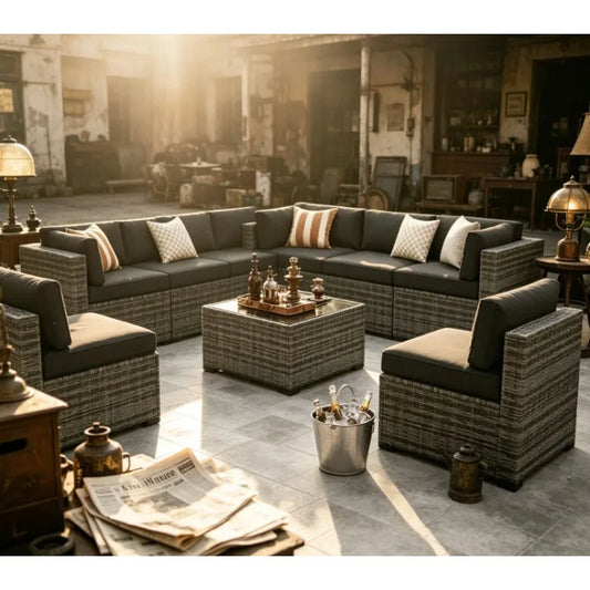 Outdoor Wicker Rattan Sectional Sofa 7 Piece Patio Furniture Set