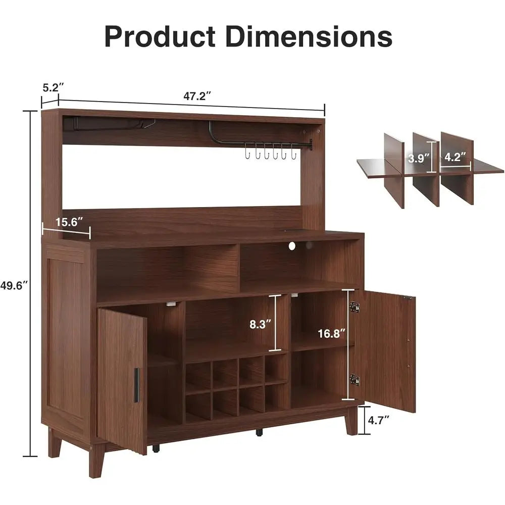 Multi-Function Storage Cabinet With Coffee Bar And Wine Rack