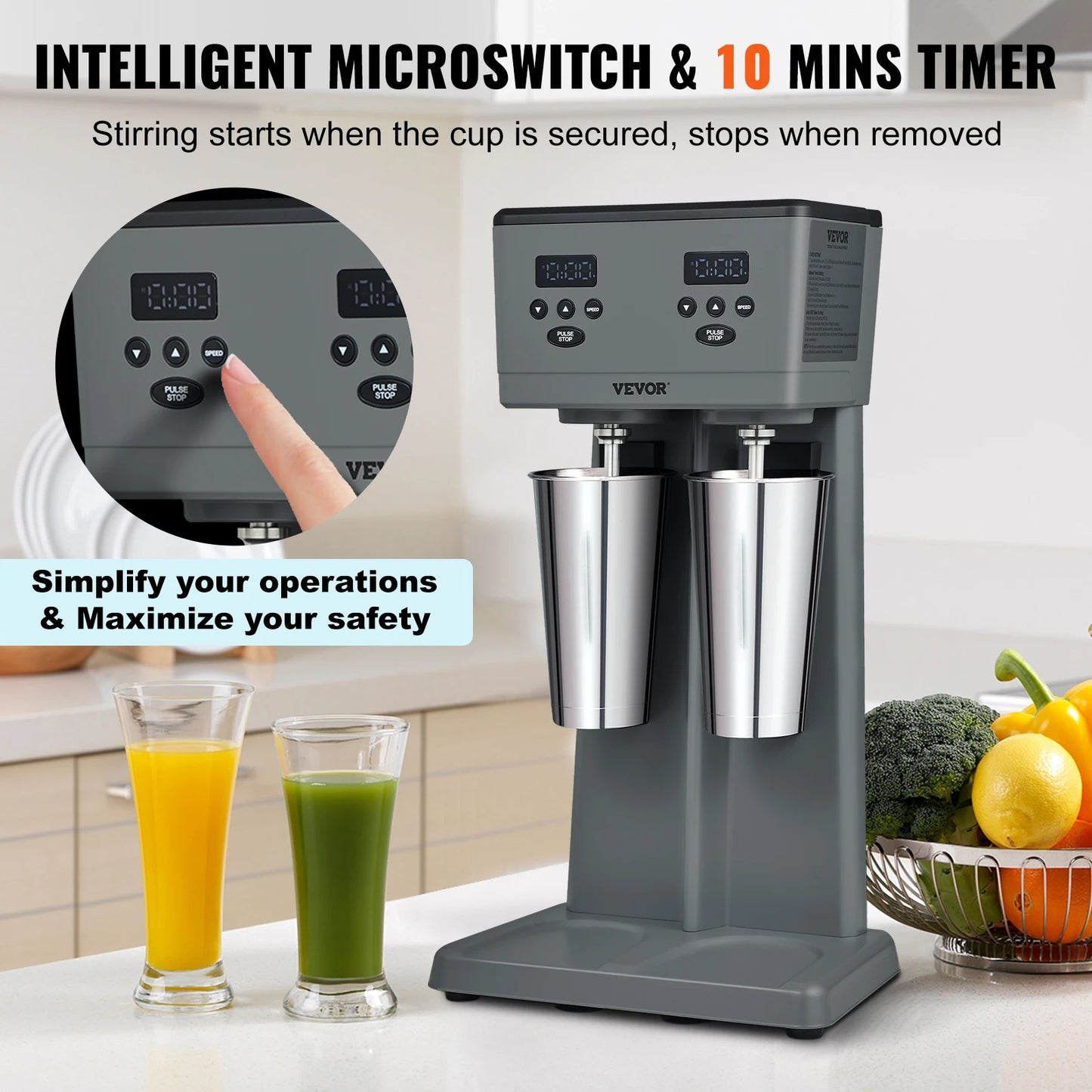 VEVOR Double Head Milkshake Machine 375W Commercial Blender