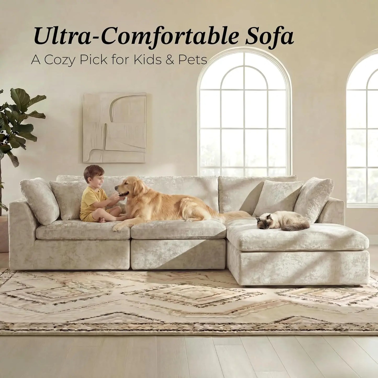 Modular Sectional Sofa With Ottoman L Shape Living Room Furniture