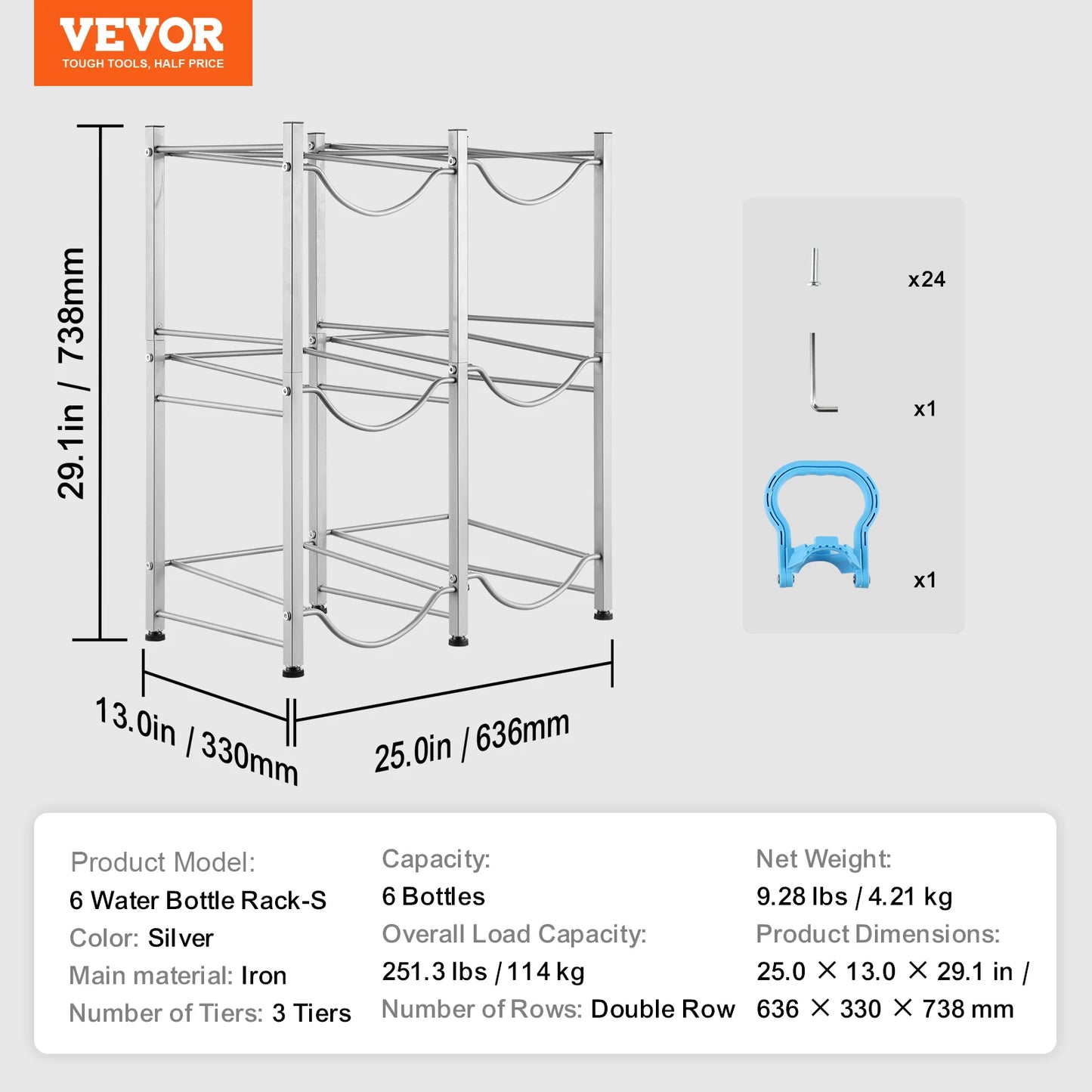 SucceBuy 3/4/5 Tiers Water Jug Holder Iron Water Bottle Holder Double/Single Row Easy Installation for Kitchen Office Livingroom