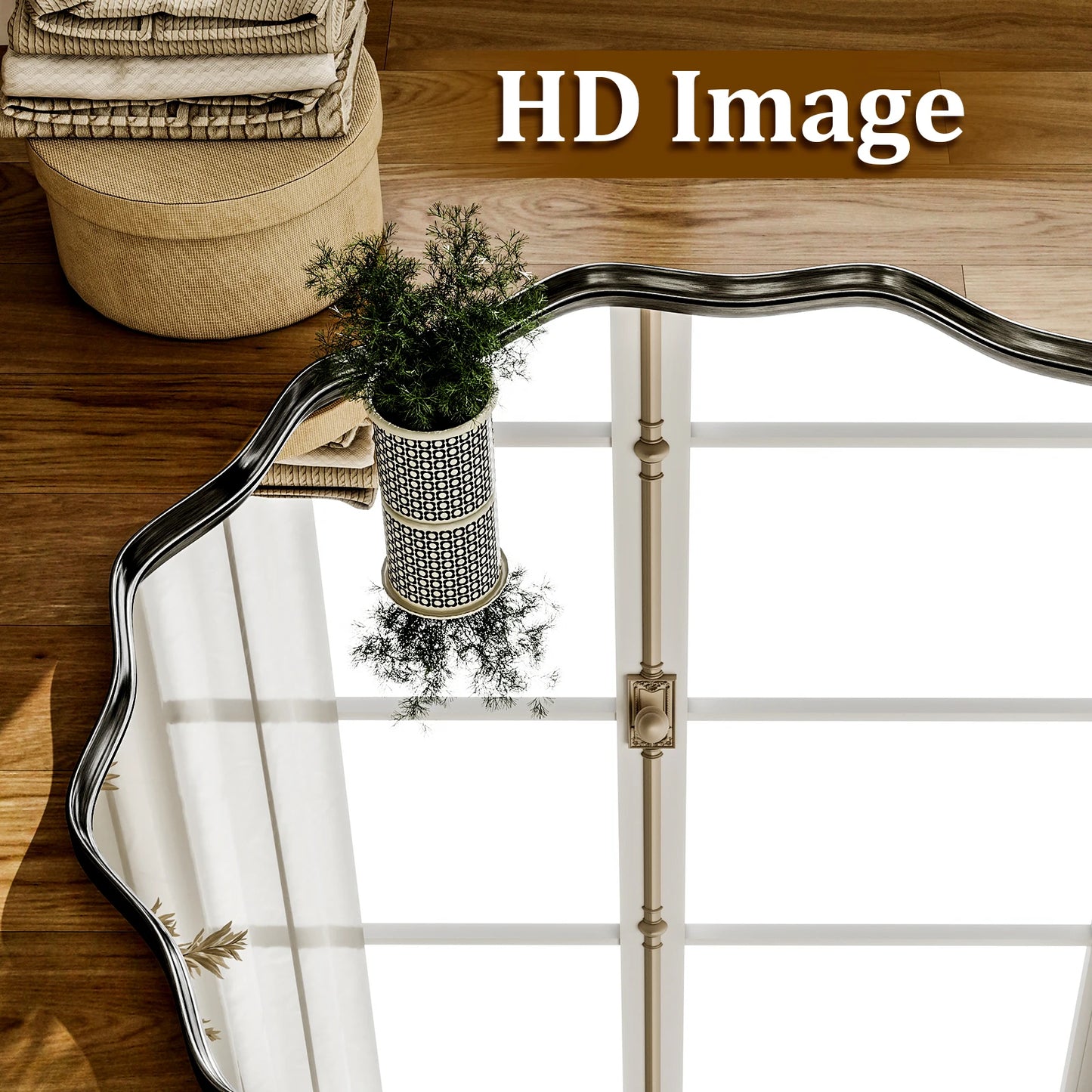 BEAUTYPEAK Wavy Round Decorative Wall Mirror With Deep Frame