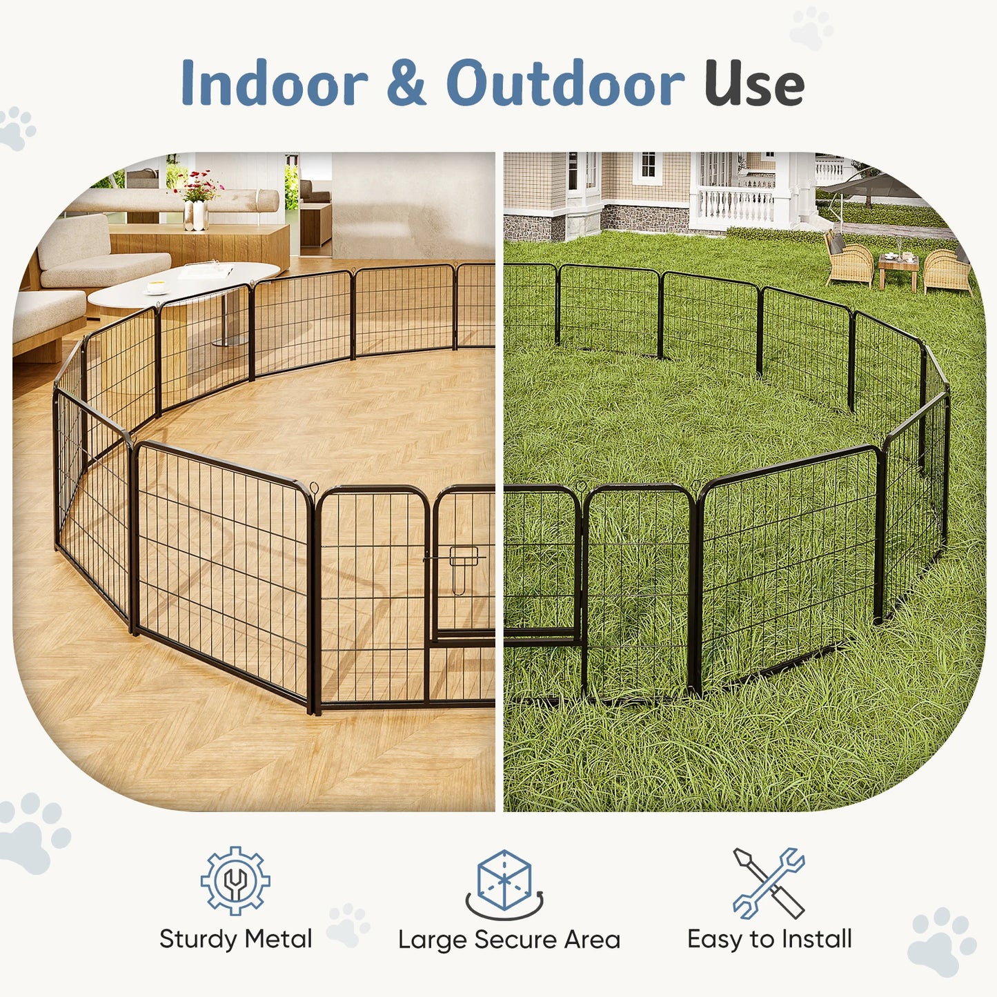 Jhk 16 Panel Metal Dog Playpen Exercise Fence