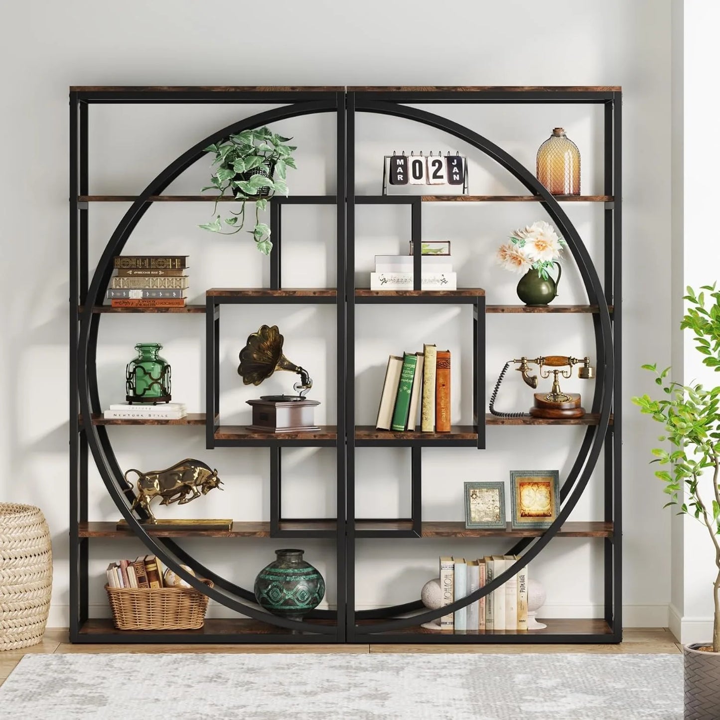 Little Tree Industrial FiveTier Etagere Bookcase Display Shelf