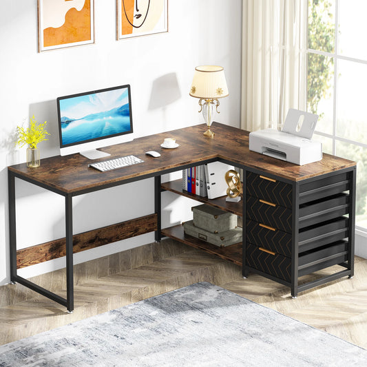 Tribesigns 59 Inch L Shaped Computer Desk With Storage