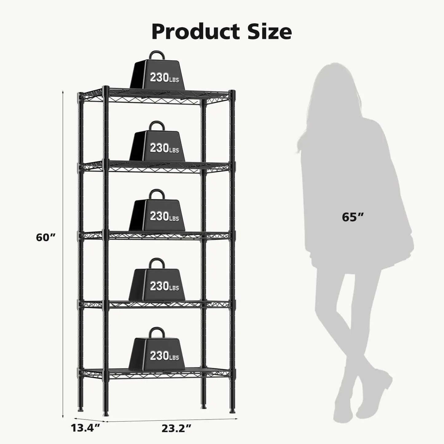 JHK 3-5 Tier Metal Wire Storage Shelves Adjustable Racks