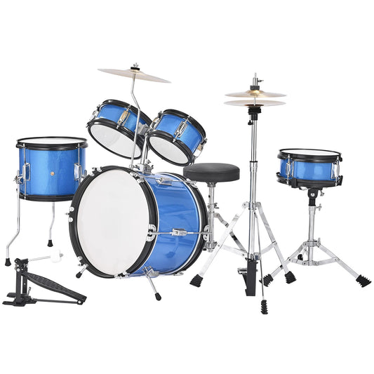 SucceBuy Kids Drum Set 5Pcs With Adjustable Throne And Sticks