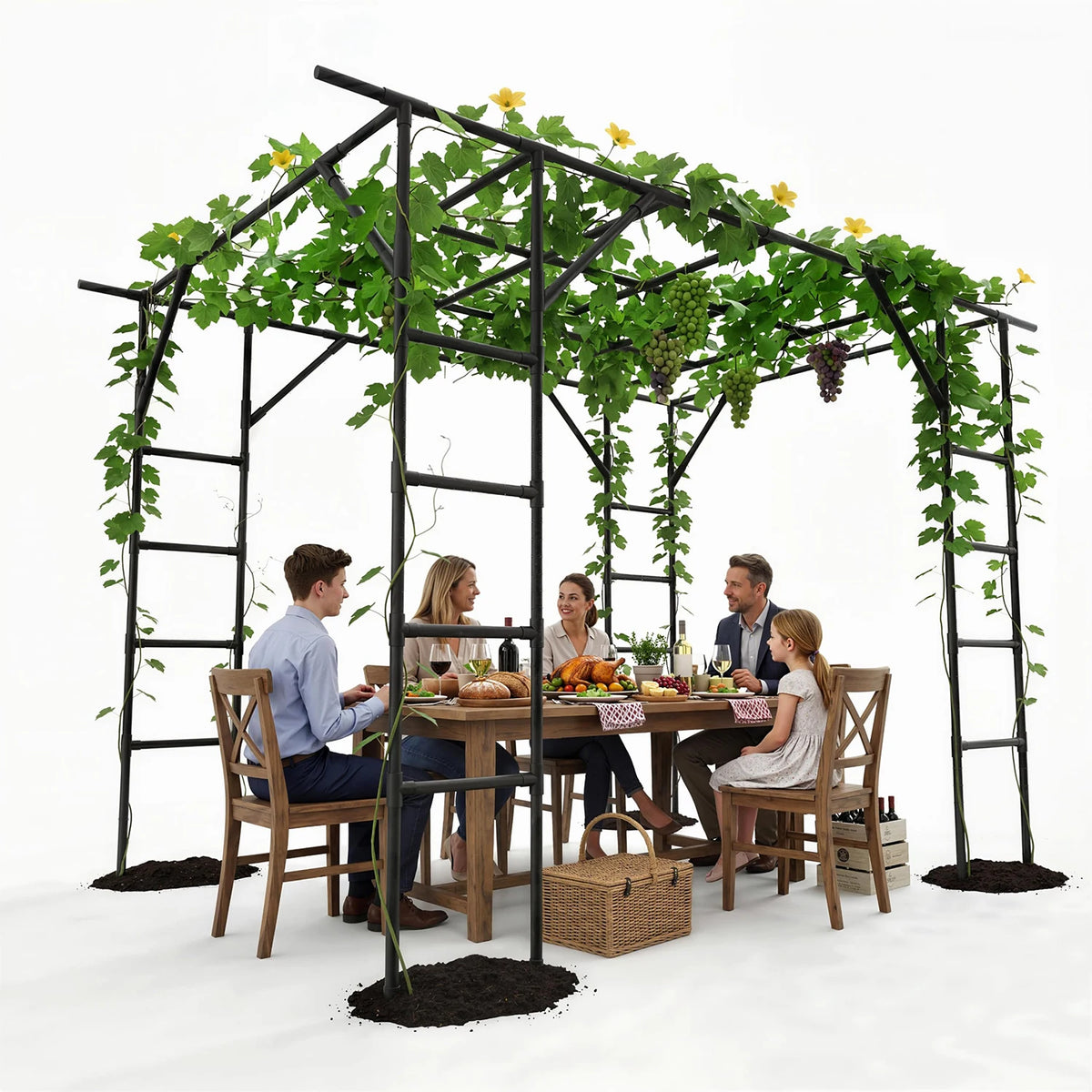 HiMiss Heavy Duty Metal Garden Arch Plant Trellis For Vines