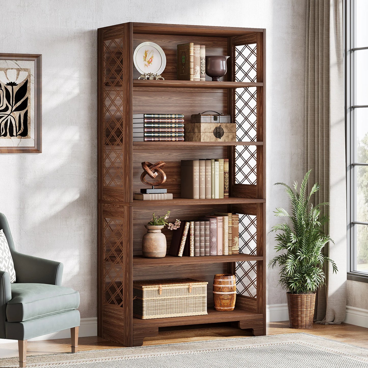 Tribesigns Industrial Bookcase Five-Shelf Floor Standing