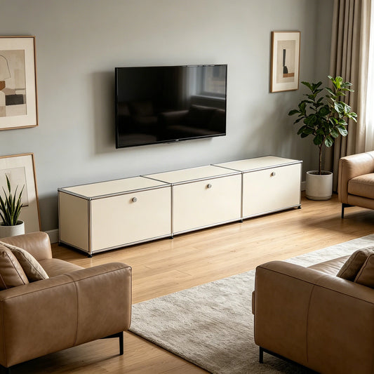Modern Modular TV Stand Cabinet Stainless Steel Frame Media Console with Storage Drawer Lowboard Living Room Furniture