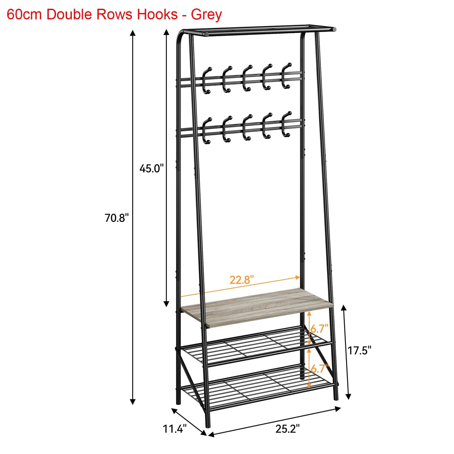 TWISTER.CK Coat Rack Shoe Bench 4 In 1 Hall Tree With Steel Frame