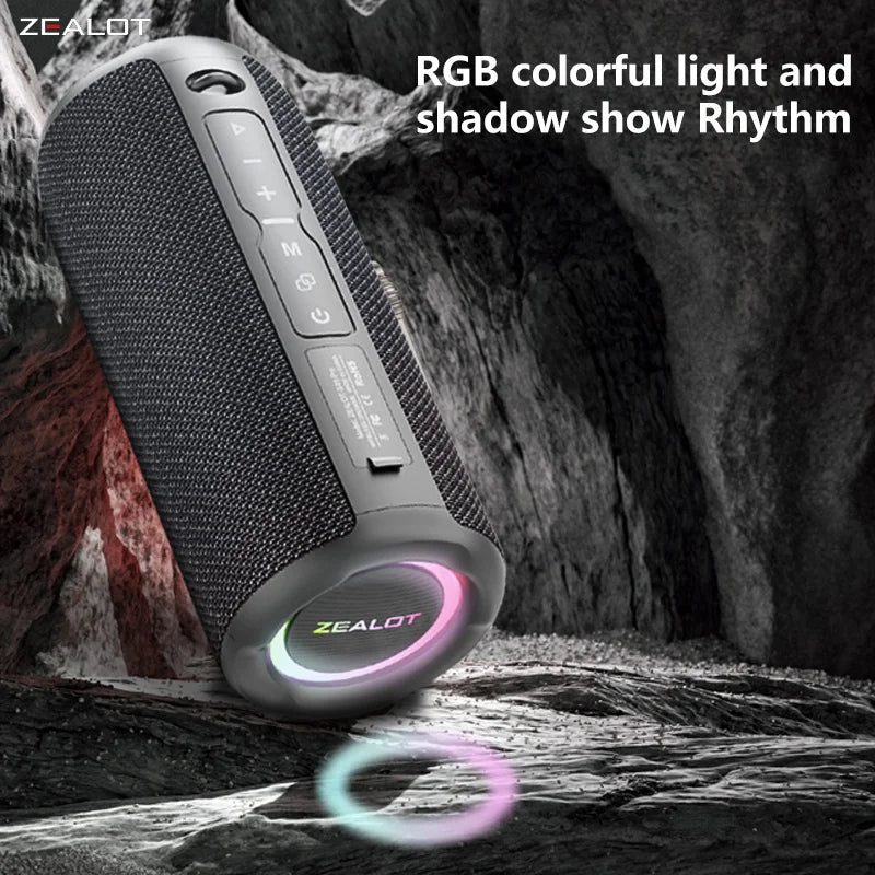 Zealot-S49 Pro 20W Wireless Speaker, RGB Light Wireless HiFi Sound Quality, Bass Boost, Dual Pairing, 3000mAh Battery