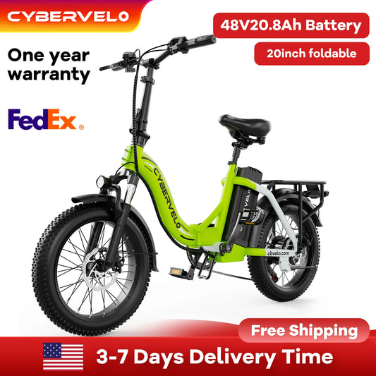 Cybervelo 1000W Foldable Electric Bike With Large Battery