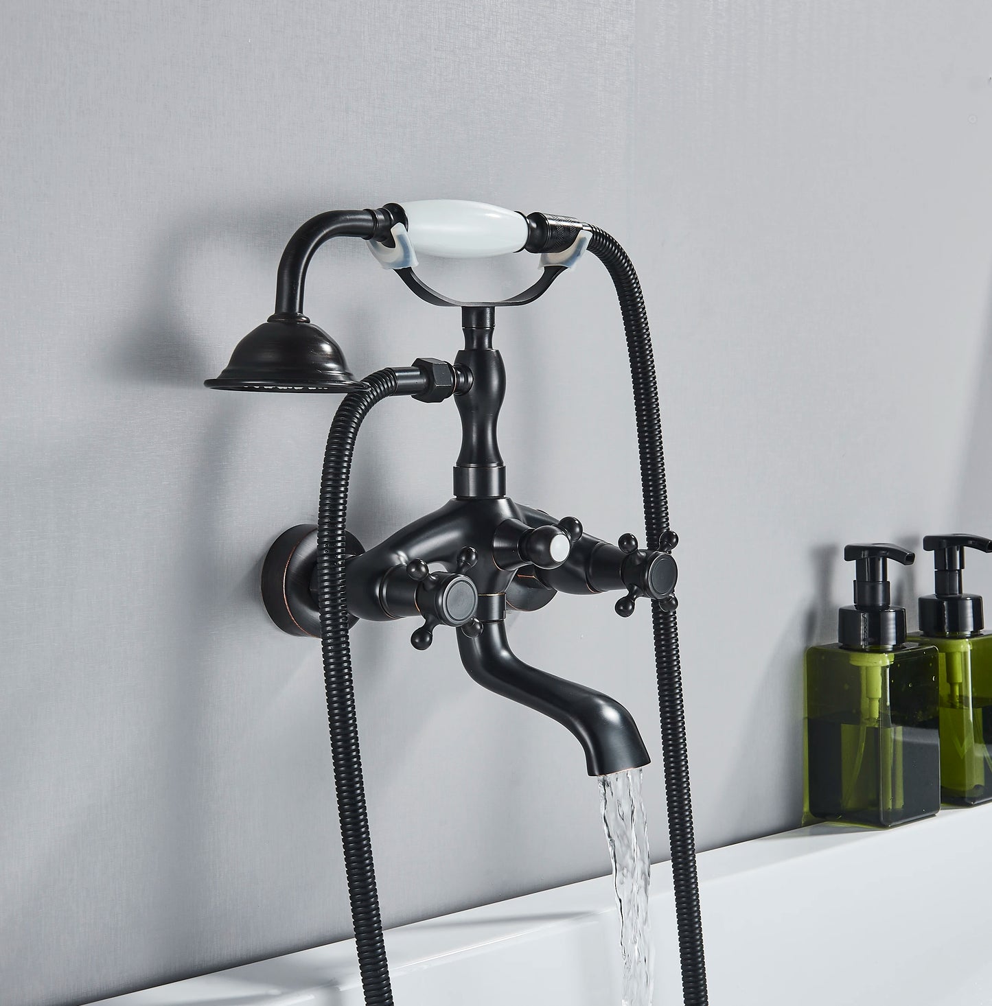 Shinesia Waterfall Bathtub Faucet With Handshower Dual Hot Cold