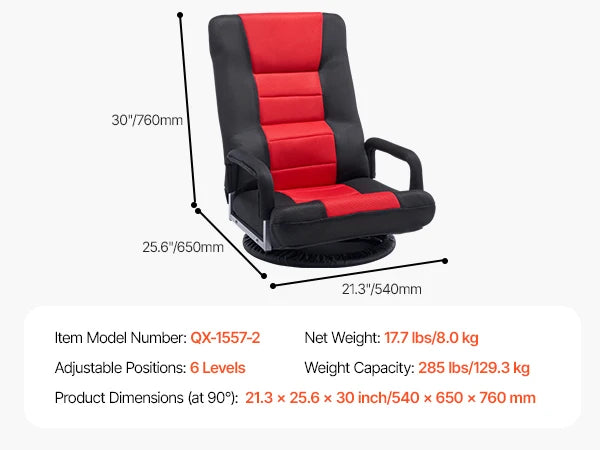 SucceBuy Soft Fabric Folding Floor Chair With Reliable Back Support