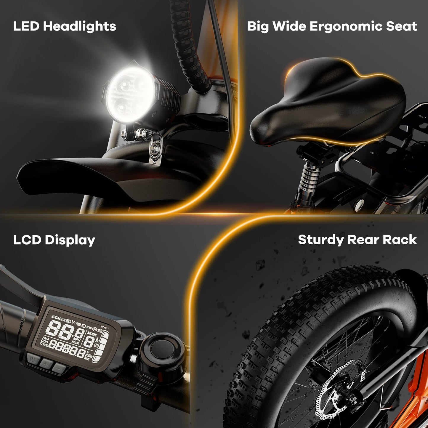 Cybervelo Foldable 1000w Peak Electric Bike With Fat Tires