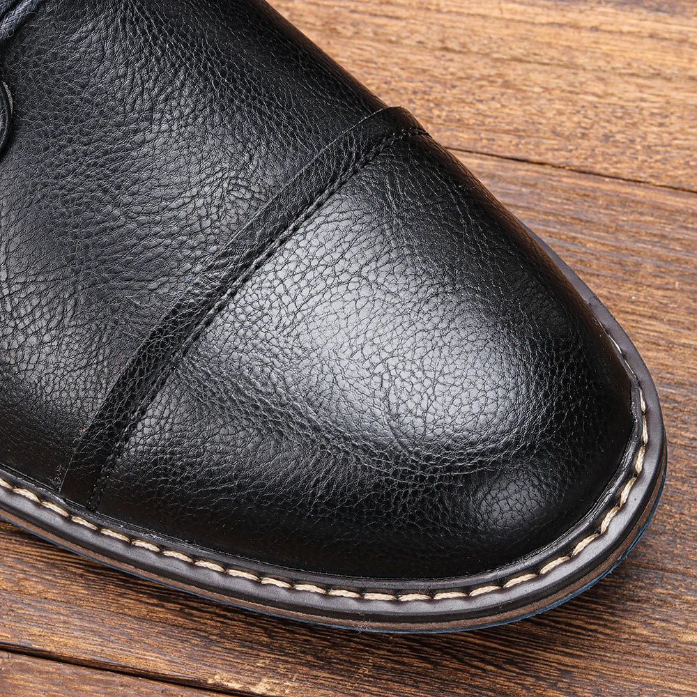 Hecrafted Classic Mens Boots With Zipper Leather Fashion