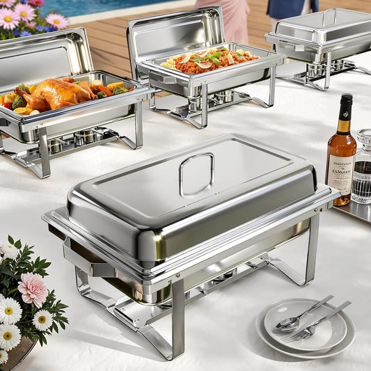 2/4/6Pack Chafing Dish Buffet Set Stainless Steel 8QT Food Servers and Warmers Fuel Holder for Party Catering Wedding