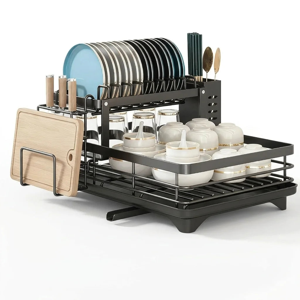 AEHOME Expandable 2 Tier Metal Dish Drying Rack
