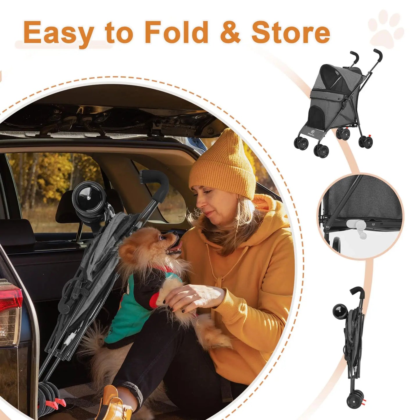 Travel Portable Pet Stroller For Small Dogs And Cats