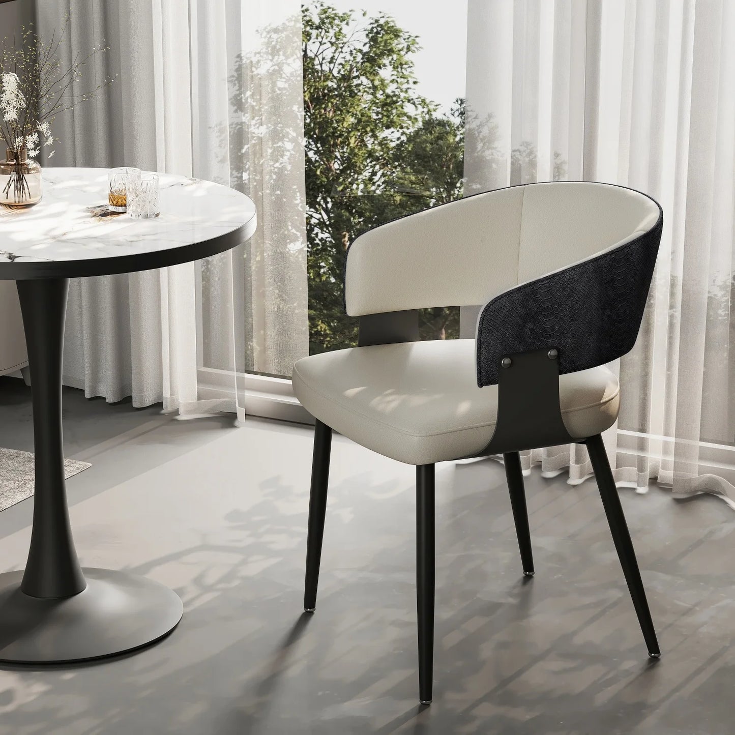 Modern Stylish Padded Dining Chair With Metal Frame