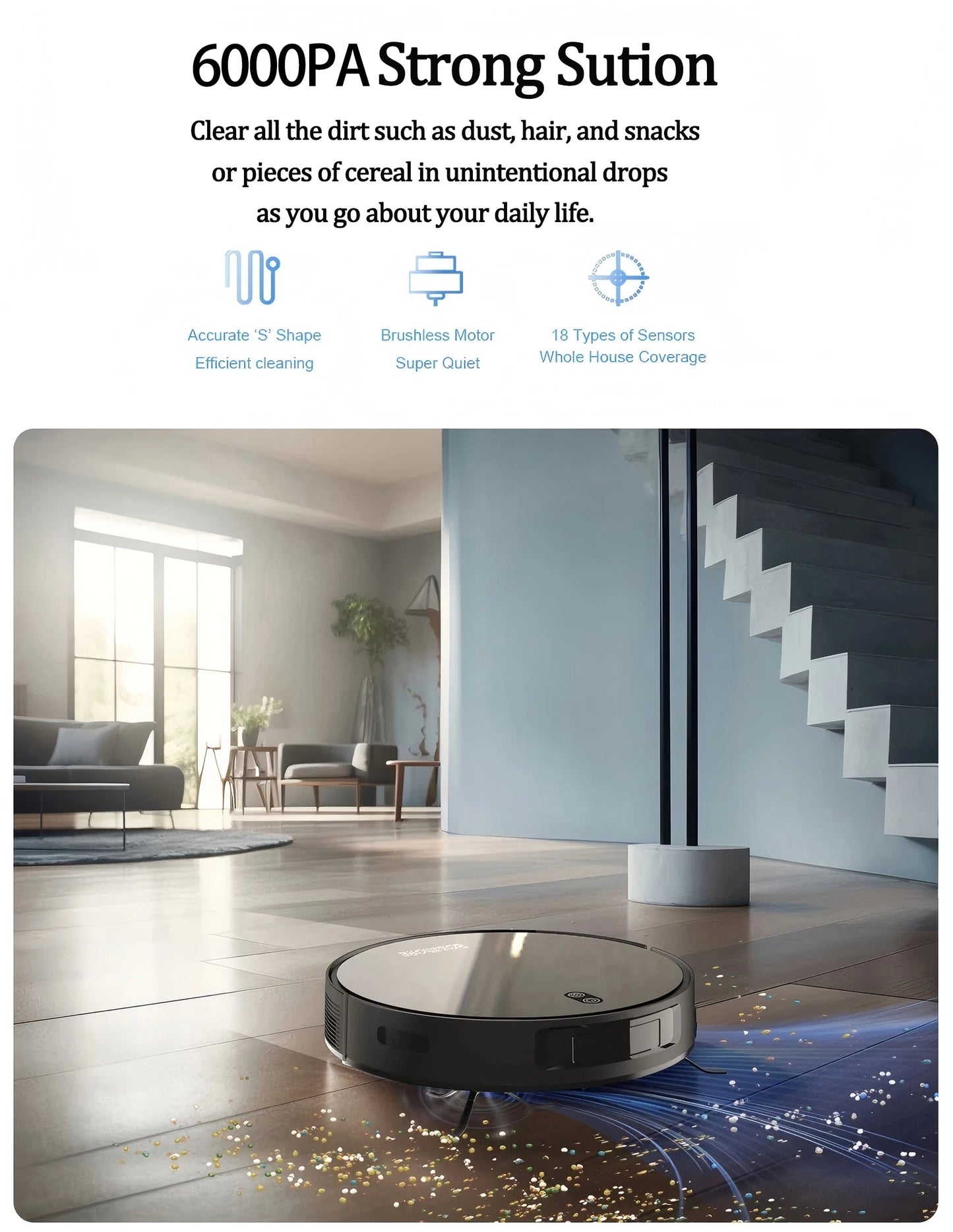 BOAIMORE Robot Vacuum Cleaner Mop With Smart Mapping