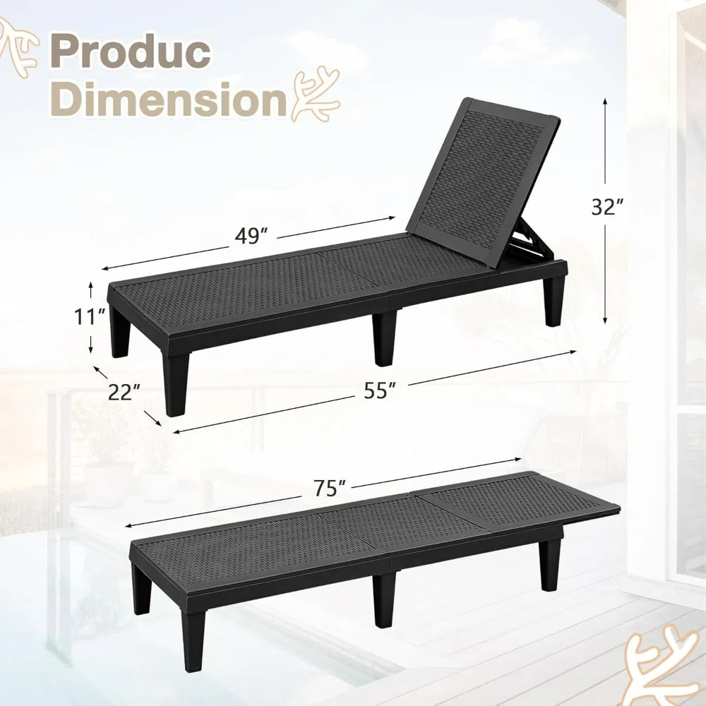 Homall Outdoor Lounge Chairs Set Of Two With Adjustable Backrest