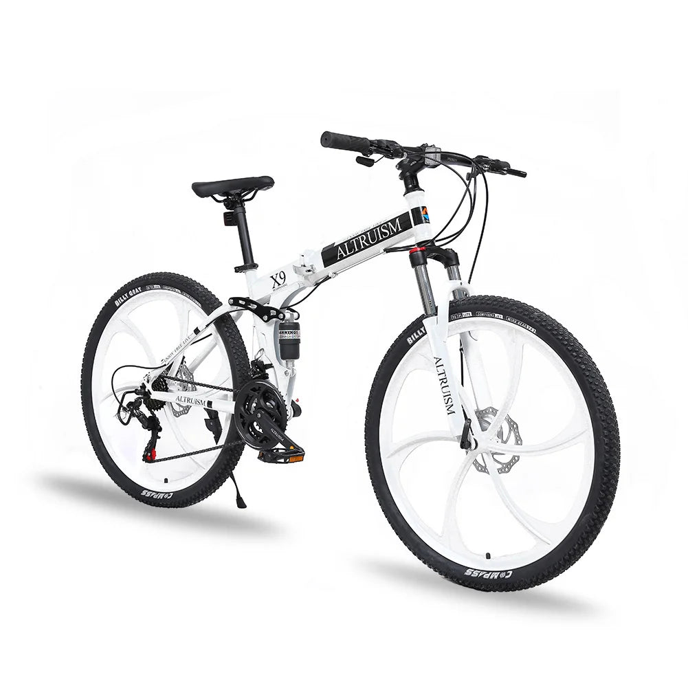 AEHOME Dual Suspension Mountain Bike 21 Speed Carbon Steel Frame Disc Brakes