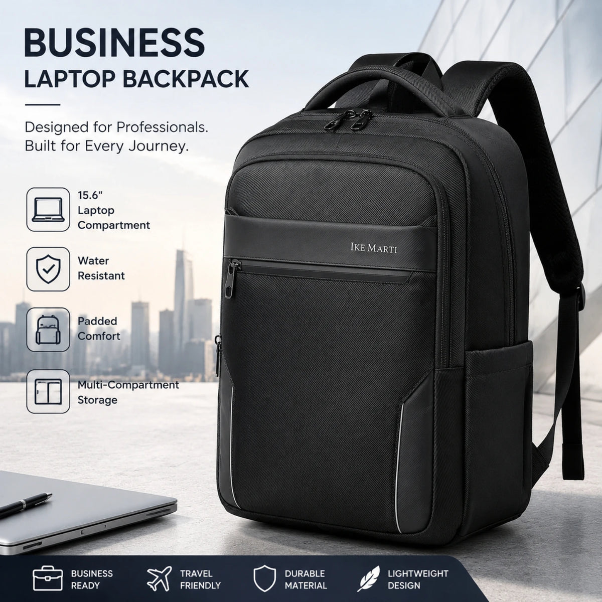 Fashion Business Men'S Backpack Durable Nylon Fabric, Ergonomic Commute Large Capacity Backpack, with Laptop Compartment