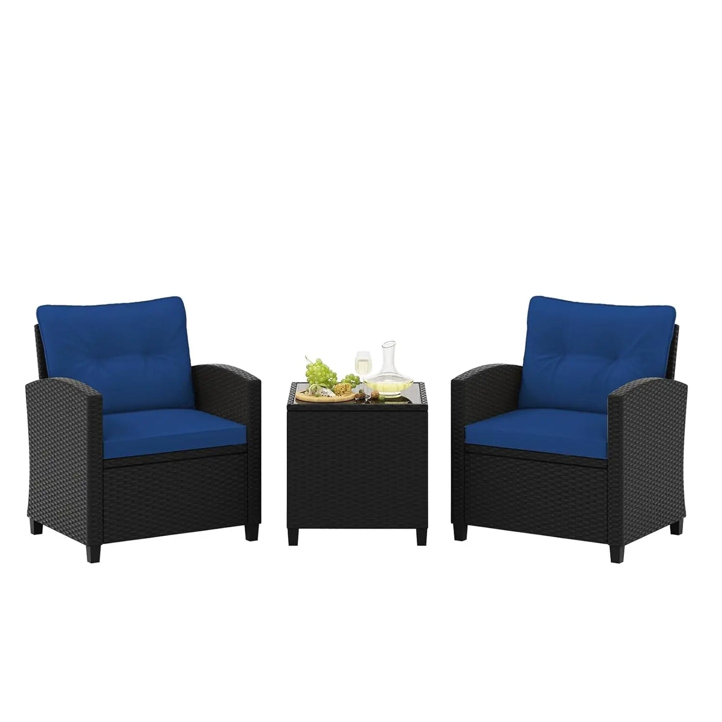 Rattan Wicker Outdoor Patio Sofa Set With Washable Cushions And Tempered Glass