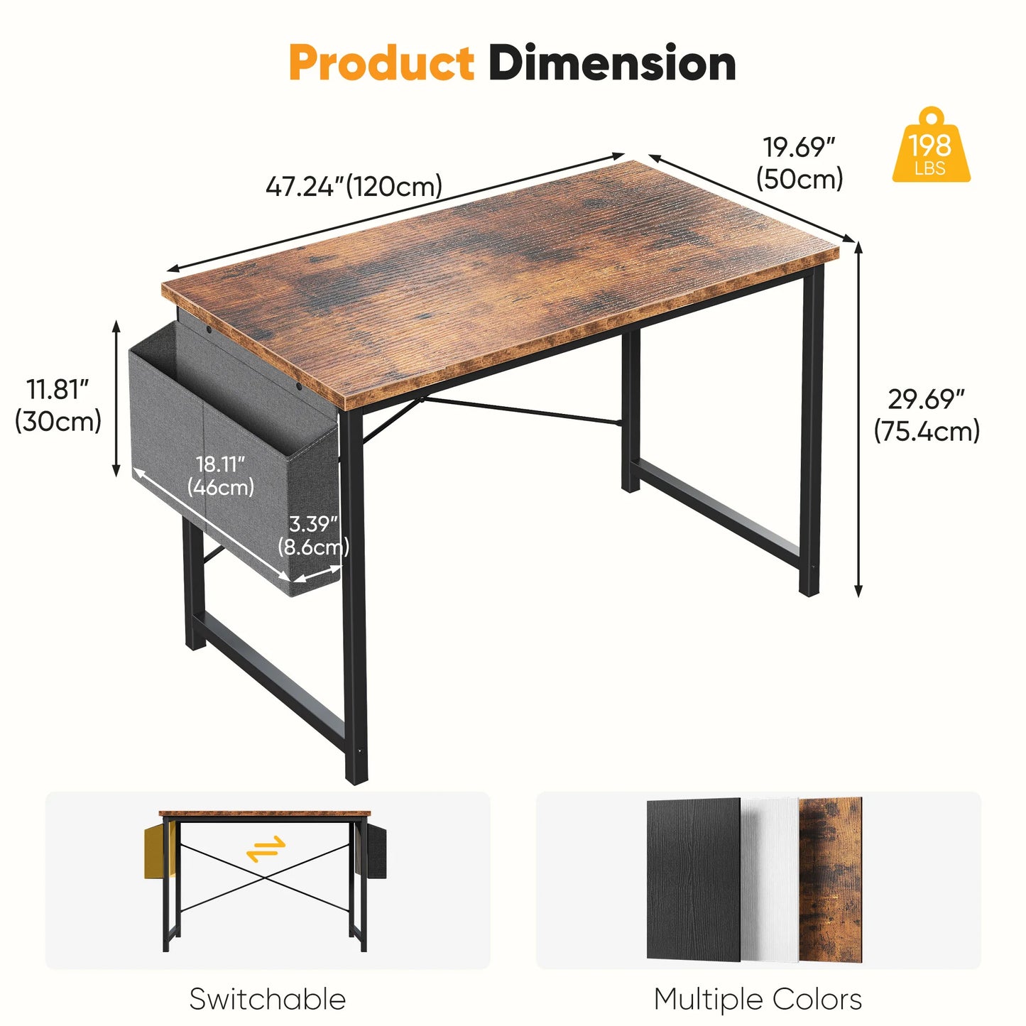 JHK 55 Inch Computer Office Desk With Storage Bag