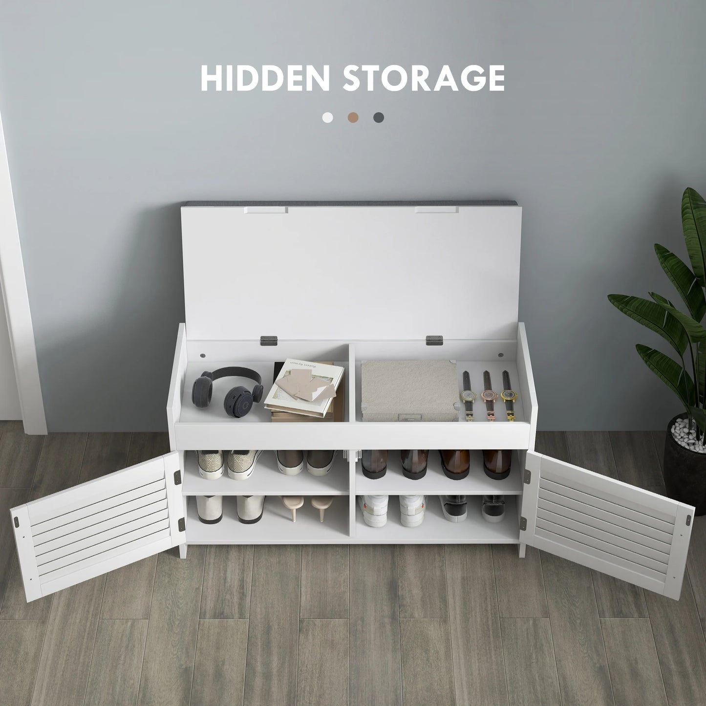 HOMCOM Shoe Bench With Cushion And Hidden Storage Compartments