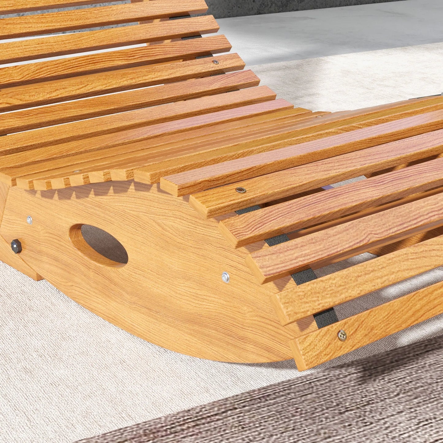 Outsunny Outdoor Teak Rocking Chair With Slatted Seat