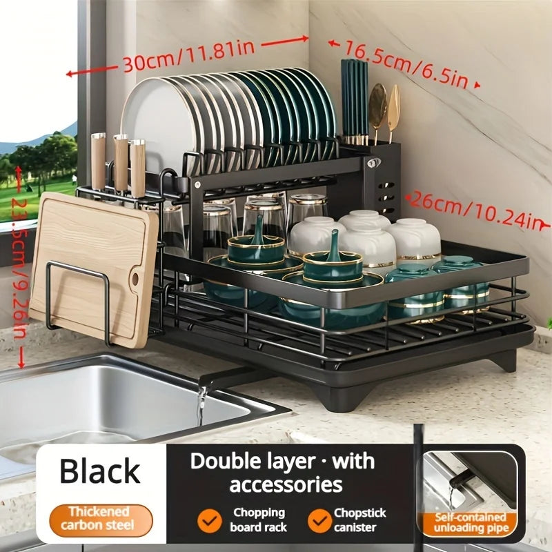 AEHOME Expandable 2 Tier Metal Dish Drying Rack