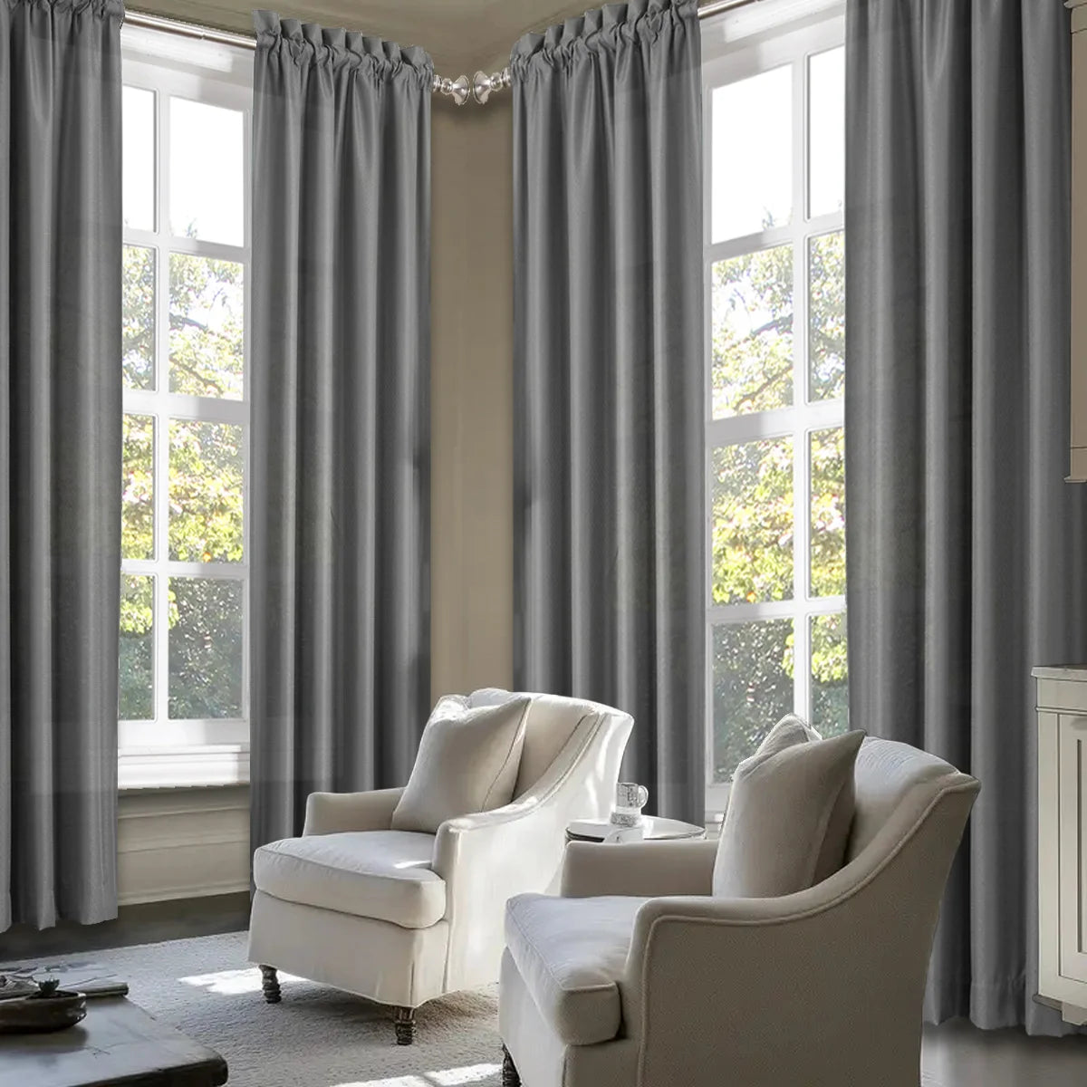 Sabalanica Light Filtering Polyester Curtains Rod Pocket Set