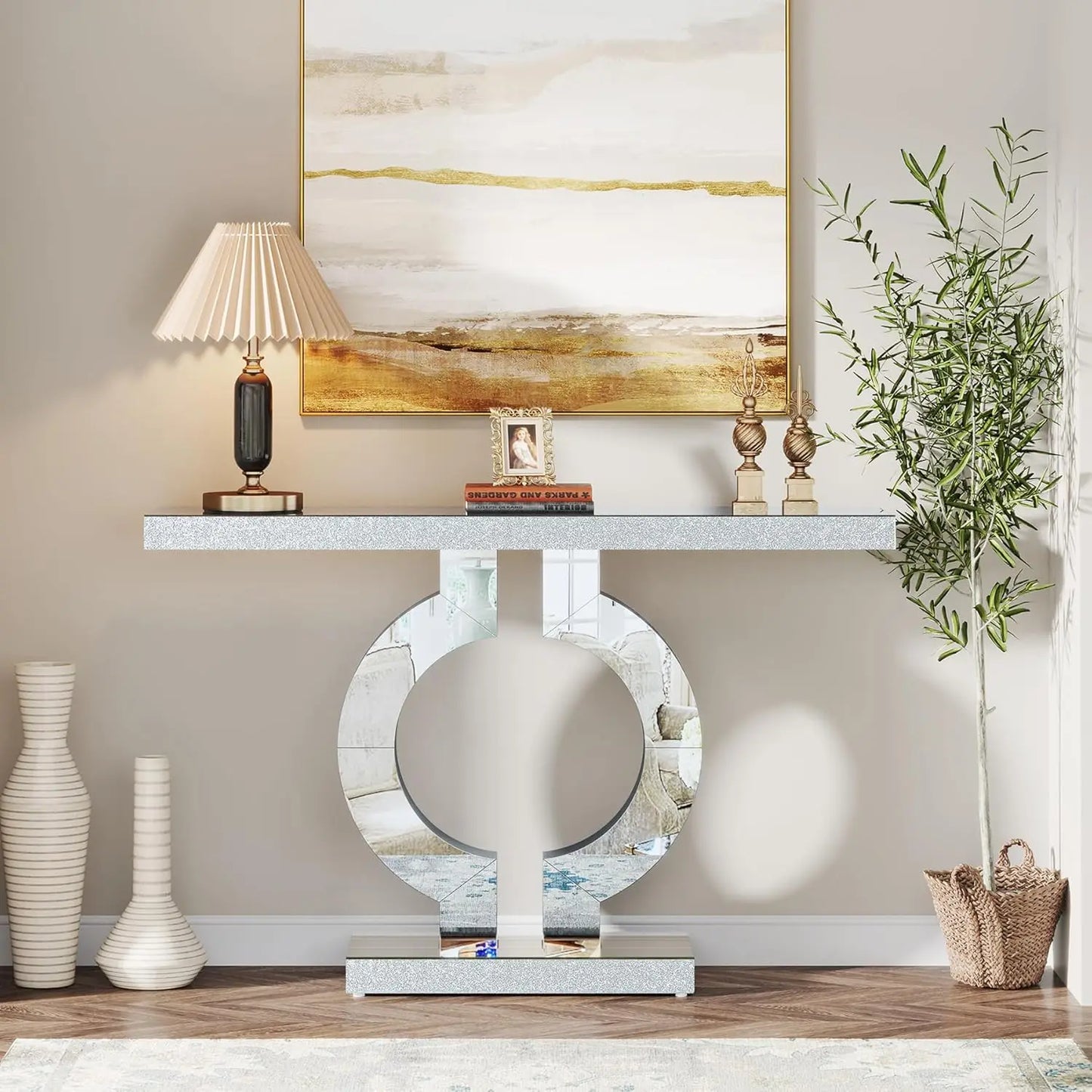 Tribesigns Mirrored Console Table With Thickened Mirror Finish For Entryway