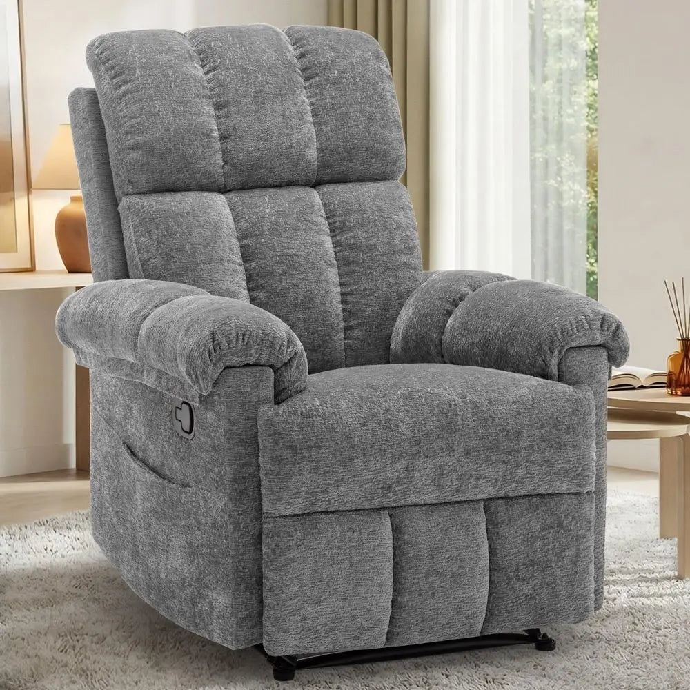 Recliner Chair, Living Room Recliner Chairs for Adults, Small Recliners for Small Spaces, Upholstered Manual Recliner with Side