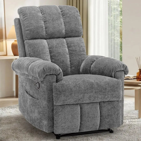 Recliner Chair, Living Room Recliner Chairs for Adults, Small Recliners for Small Spaces, Upholstered Manual Recliner with Side