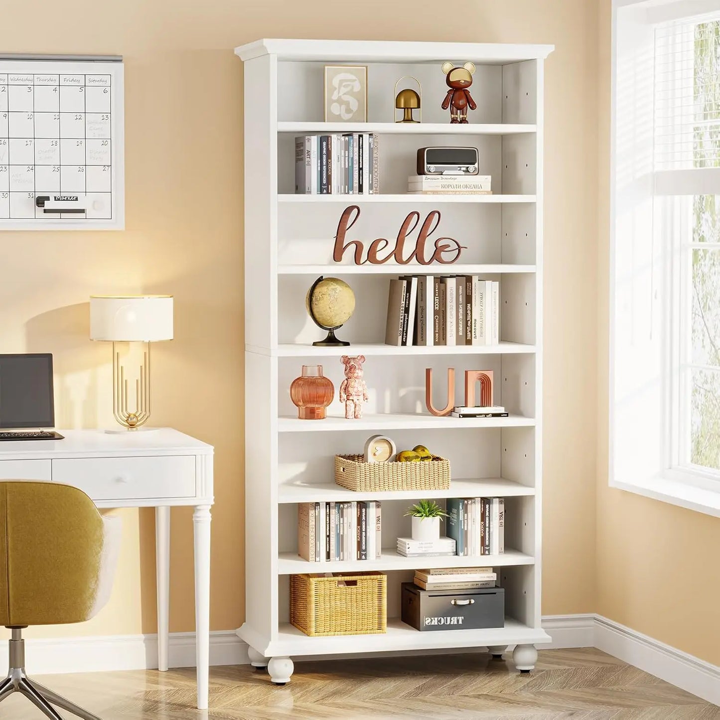 LITTLE TREE LED Bookcase With Solid Wood Legs Freestanding Display Shelf