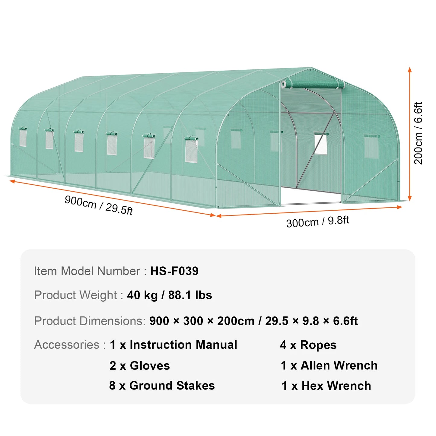 SucceBuy Walk-In Tunnel Greenhouse With Galvanized Steel Frame Outdoor