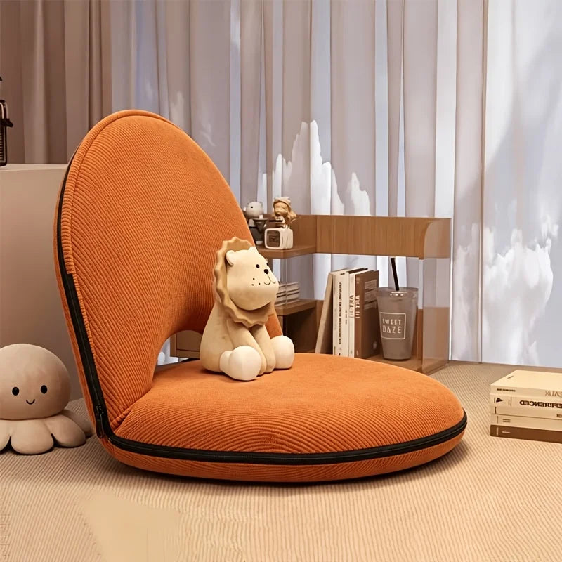 Adjustable Foldable Floor Chair With Backrest And Zipper