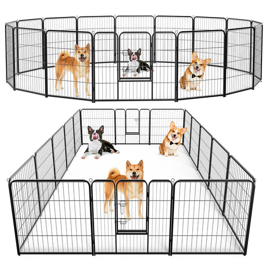JHK 16 Panels Dog Playpen Metal Fence Foldable Outdoor Exercise