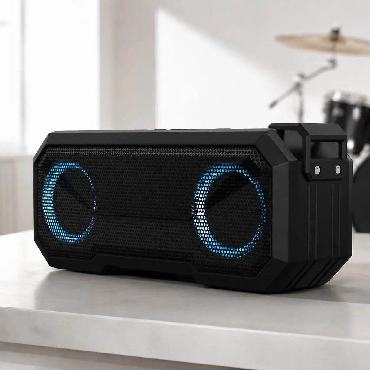 Portable Bluetooth Speaker Wireless LED Flash Light TWS Bass Stereo IPX7 Waterproof Loudspeaker FM Radio 12 Hours Playtime Subwoofer Outdoor Boombox for Pool Beach Party Camping Travel Smartphone Compatible