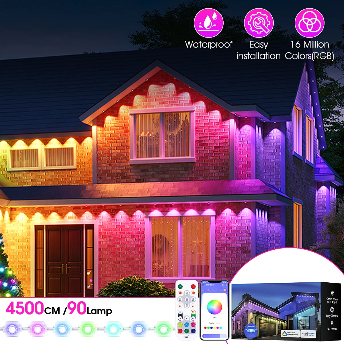 aiopp Permanent Outdoor Lights RGBIC IP67 Waterproof